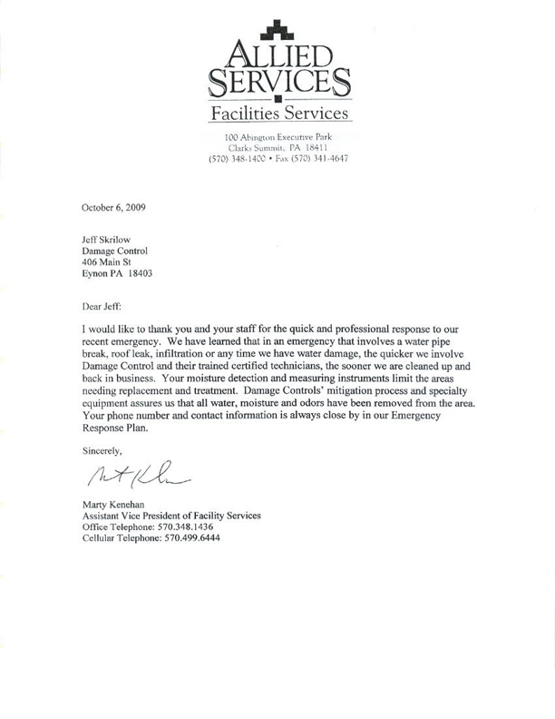 Letter from Allied Services
